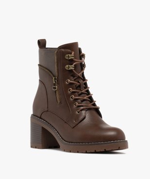 Boots femme à talon large et semelle crantée avec zip fantaisie vue3 - GEMO 4G FEMME - GEMO