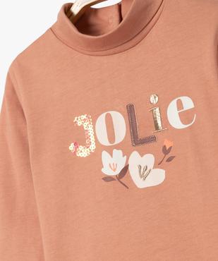 Tee-shirt manches longues et col roulé imprimé bébé fille vue2 - GEMO(BEBE DEBT) - GEMO