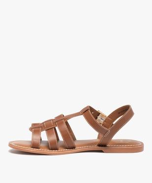 Sandales femme à talon plat dessus cuir uni – Tanéo vue3 - TANEO - GEMO