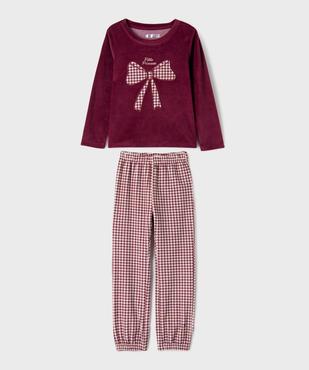 Pyjama en velours à motif pied-de-poule fille vue1 - GEMO 4G FILLE - GEMO