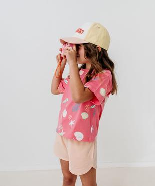 Tee-shirt à manches courtes à motifs estivaux fille vue9 - GEMO (ENFANT) - GEMO