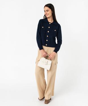 Gilet à col chemise avec boutons métalliques femme vue5 - GEMO 4G FEMME - GEMO