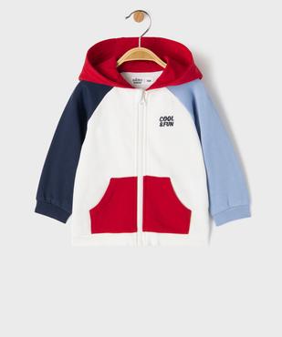 Sweat zippé à capuche  colorblock bébé garçon vue1 - GEMO 4G BEBE - GEMO
