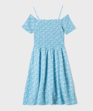 Robe fleurie à fines bretelles et buste smocké fille vue1 - GEMO 4G FILLE - GEMO