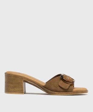 Mules à petit talon dessus cuir femme - Tanéo vue1 - TANEO - GEMO