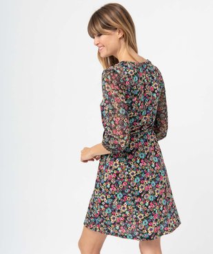 Robe femme imprimée avec col V et manches 3/4 vue3 - GEMO(FEMME PAP) - GEMO