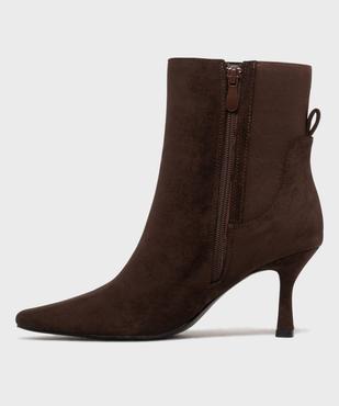 Boots fourrées à talon fin et tige en suédine femme vue3 - SANS MARQUE - GEMO