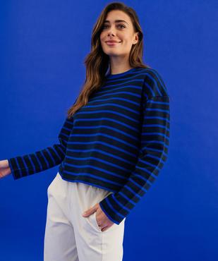 Tee-shirt manches longues rayé en maille femme vue3 - GEMO(FEMME PAP) - GEMO