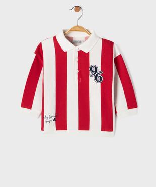 Sweat à rayures avec col polo bébé garçon - LuluCastagnette vue1 - LULU CASTAGNETTE GEMO FOR GOOD - GEMO