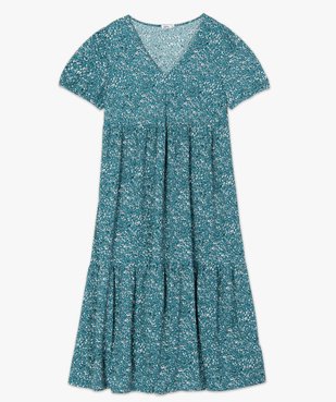 Robe longue femme à motifs fleuris et manches courtes ballon vue4 - GEMO(FEMME PAP) - GEMO
