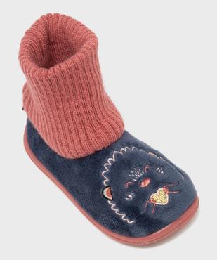 Chaussons en velours à tige montante chaussette fille vue5 - GEMO (ENFANT) - GEMO