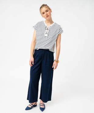Tee-shirt à manches courtes à rayures femme - LuluCastagnette vue5 - LULUCASTAGNETTE - GEMO