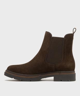 Boots Chelsea en suédine avec semelle crantée femme - LuluCastagnette vue3 - LULUCASTAGNETTE - GEMO
