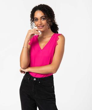Blouse femme sans manches en crêpe et dentelle vue1 - GEMO(FEMME PAP) - GEMO