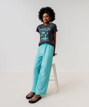 Tee-shirt crop top à manches courtes imprimé fille vue8 - GEMO 4G FILLE - GEMO