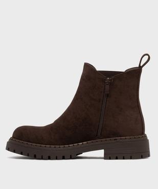 Boots Chelsea en suédine à épaisse semelle crantée femme vue3 - SANS MARQUE - GEMO