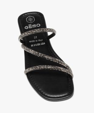Mules femme à talon plat unies à brides strass vue5 - GEMO (CASUAL) - GEMO