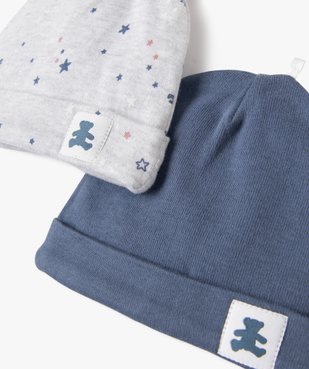 Bonnet de naissance en jersey de coton à revers bébé - LuluCastagnette (lot de 2) vue2 - LULUCASTAGNETTE - GEMO