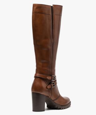 Bottes femme unies à talon carré dessus cuir vue4 - GEMO(URBAIN) - GEMO