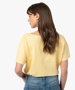 Tee-shirt femme à manches courtes en maille texturée vue3 - GEMO(FEMME PAP) - GEMO
