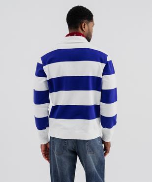 Sweat en molleton bouclette rayé à col polo homme vue3 - GEMO 4G HOMME - GEMO