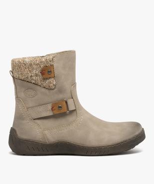 Boots femme fourrées confort avec col en maille et dessus uni - Softrelax vue1 - SOFTRELAX - GEMO
