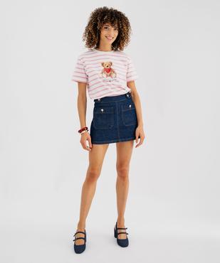 Jupe en jean courte  trapèze femme - LuluCastagnette vue2 - LULUCASTAGNETTE - GEMO