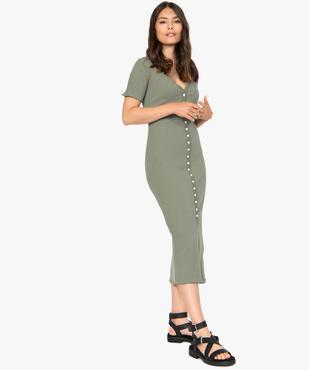 Robe chemise femme en maille côtelée et manches courtes vue1 - GEMO(FEMME PAP) - GEMO