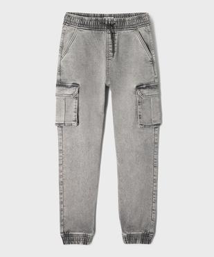 Jean jogger en coton stretch avec taille ajustable garçon vue1 - GEMO (JUNIOR) - GEMO