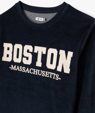Pyjama en velours avec inscription Boston garçon vue2 - GEMO (JUNIOR) - GEMO