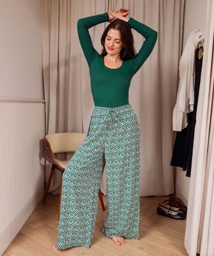 Bas de pyjama large imprimé en viscose femme vue5 - GEMO 4G FEMME - GEMO