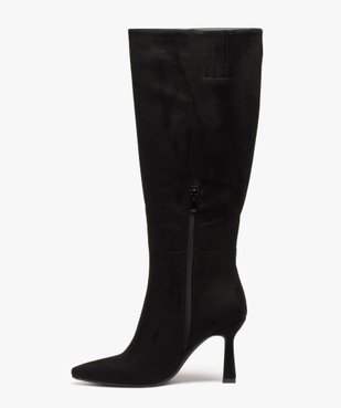 Bottes femme à talon fin en suédine unie avec bout pointu vue3 - GEMO(URBAIN) - GEMO