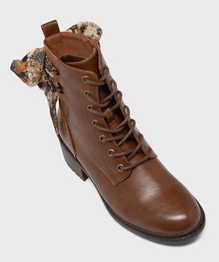Boots à lacets et zip avec foulard sur la tige femme - Emilia Rosa vue5 - EMILIA ROSA - GEMO