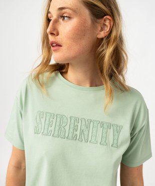 Tee-shirt à manches courte avec message brodé femme vue2 - GEMO(FEMME PAP) - GEMO