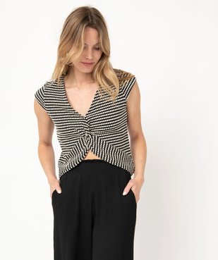 Tee-shirt à manches courtes avec dos fantaisie femme vue2 - GEMO(FEMME PAP) - GEMO