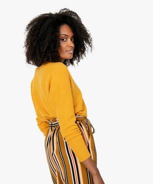 Pull femme col v en maille mousseuse vue3 - GEMO(FEMME PAP) - GEMO
