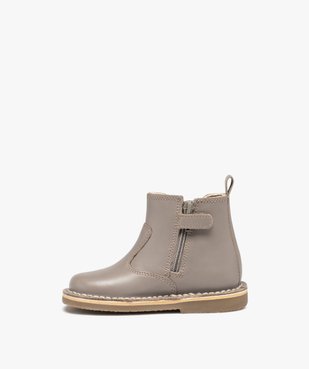 Boots bébé fille unies en cuir style Chelsea - Kickers vue3 - KICKERS - GEMO