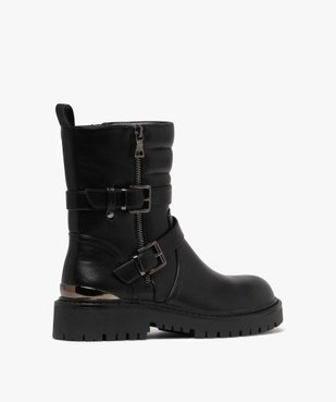 Boots femme mid-cut à col matelassé avec zip et brides fantaisie vue5 - 5 MILES - GEMO