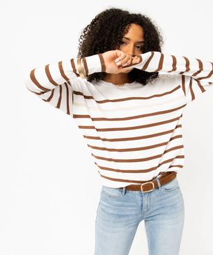 Pull rayé en maille fine avec col rond femme vue2 - GEMO 4G FEMME - GEMO