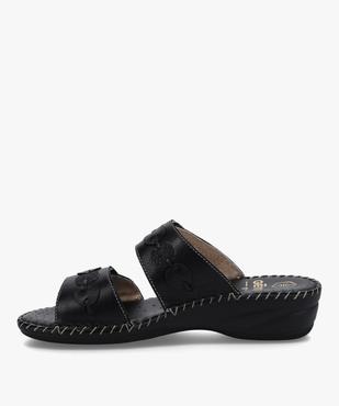 Mules femme confort dessus brides fantaisie en cuir vue3 - GEMO (CONFORT) - GEMO