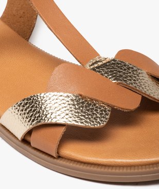 Sandales femme plates dessus cuir ondulé avec détail métallisé - Tanéo vue6 - TANEO - GEMO