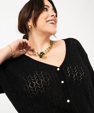 Gilet à manches courtes en maille ajourée femme grande taille vue2 - GEMO (G TAILLE) - GEMO