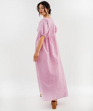 Robe longue ample en coton gaufré femme vue3 - GEMO(FEMME PAP) - GEMO