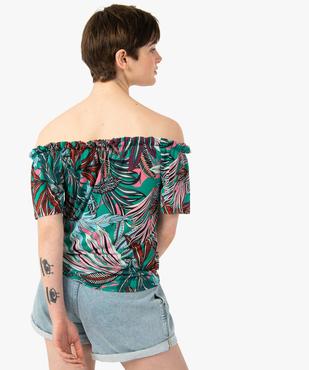 Tee-shirt femme imprimé avec large col froncé vue3 - GEMO(FEMME PAP) - GEMO