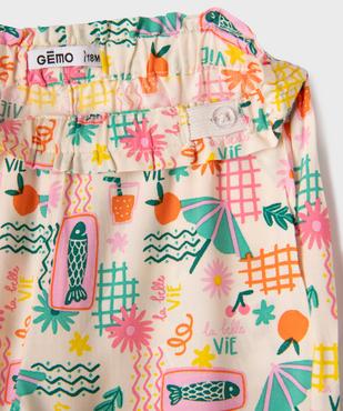 Pantalon en viscose fine et légère à taille élastiquée bébé fille vue2 - GEMO(BEBE DEBT) - GEMO
