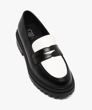 Mocassins bicolores à épaisse semelle crantée femme vue7 - 5 MILES - GEMO