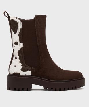 Boots Chelsea h hautes à semelle crantée femme vue1 - SANS MARQUE - GEMO