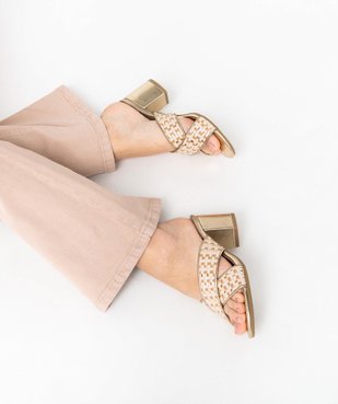 Mules femme à talon carré et brides métallisées vue1 - GEMO(URBAIN) - GEMO