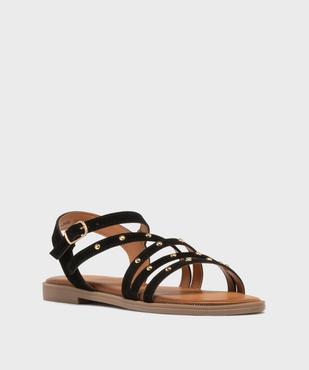 Sandales en cuir plates à brides cloutées femme - Tanéo vue2 - TANEO - GEMO