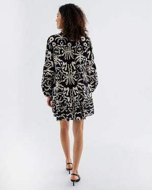 Robe courte manches longues en viscose froissée imprimée femme vue3 - GEMO 4G FEMME - GEMO